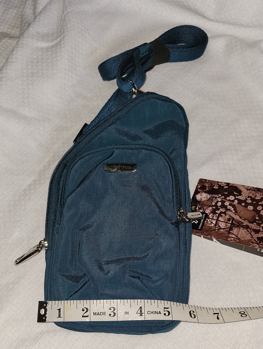 Travelon Essentials Mini Asymmetric Crossbody Bag Peacock NWT - Picture 7 of 8